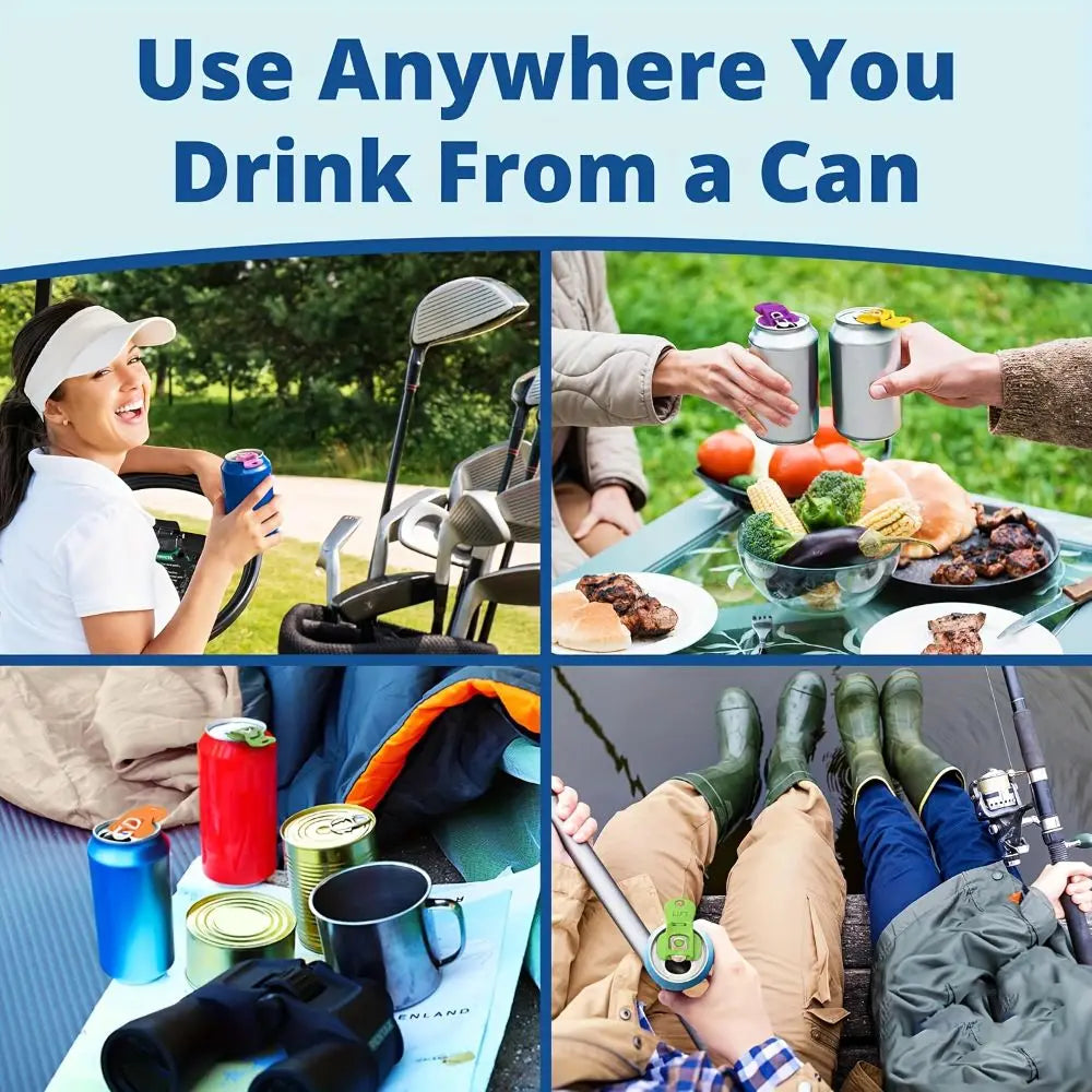 Vibrant Reusable Can Openers - Effortless Drink Protection for Camping and Everyday Use (1/6/12 Pack)