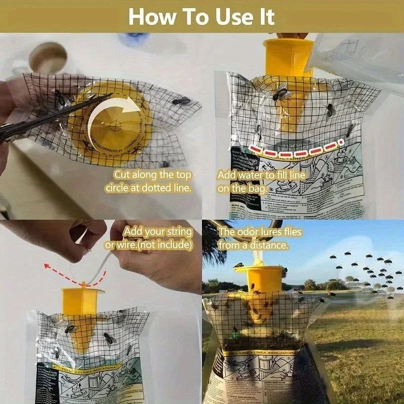 Outdoor Fly Catchers - Eco-Friendly Non-Toxic Hanging Insect Traps for Effective Pest Control (Available in 1/3/5 Pack)