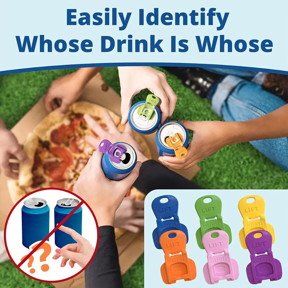Vibrant Reusable Can Openers - Effortless Drink Protection for Camping and Everyday Use (1/6/12 Pack)