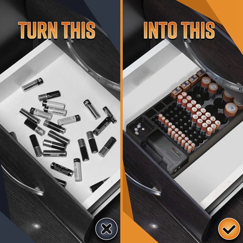 Ultimate Battery Storage Organizer with Built-in Tester - Keep Your Batteries Neat and Ready for Action!
