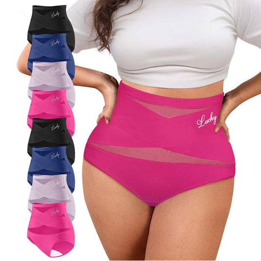 Elevate Your Comfort with High-Waisted Letter Print Underwear - Tummy Control Panties for All-Day Confidence and Breathability!
