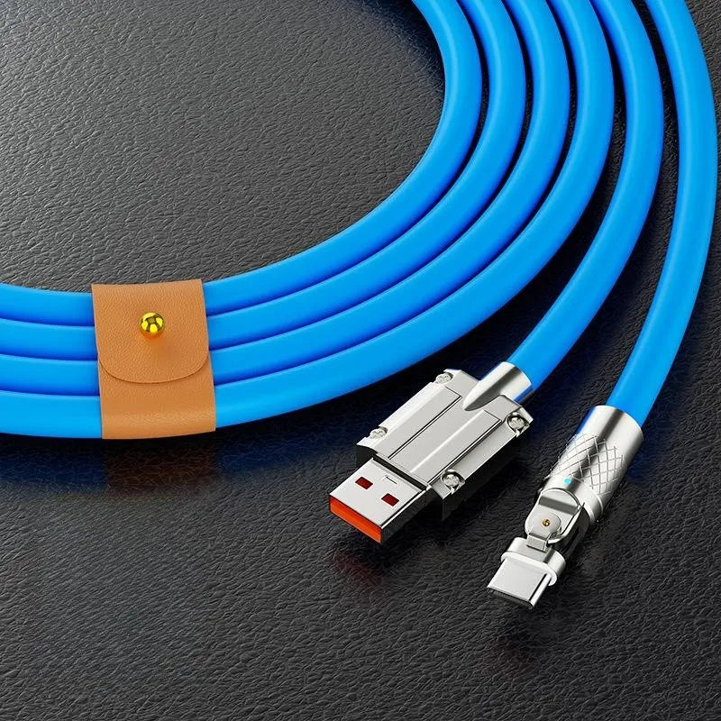 Revolutionary 120W USB Type C Cable with 180° Rotating Design for Fast Charging and Data Transfer - Compatible with Huawei, Samsung, Xiaomi & More!