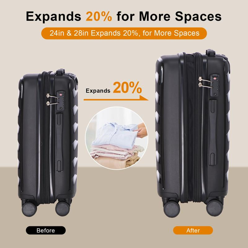 AAIVV 20-Inch Expandable Carry-On Hardside Suitcase with TSA Lock & Spinner Wheels - Perfect for Travel with Free Shoe Bag!