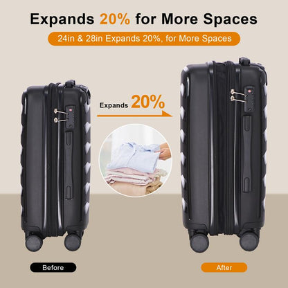 AAIVV 20-Inch Expandable Carry-On Hardside Suitcase with TSA Lock & Spinner Wheels - Perfect for Travel with Free Shoe Bag!