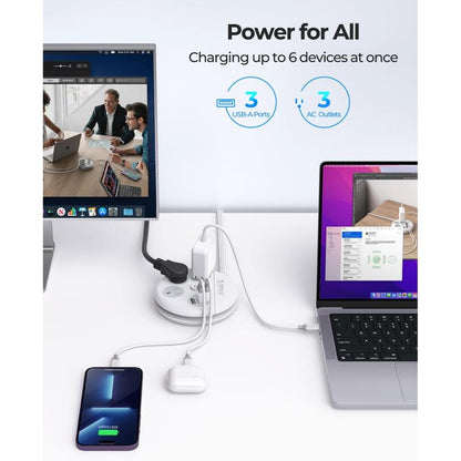 Ultimate ORICO Travel Power Strip: Your Go-To Travel Companion with 3 Outlets and 3 USB Ports, 4FT Cord for Seamless Charging on Vacations and Cruises