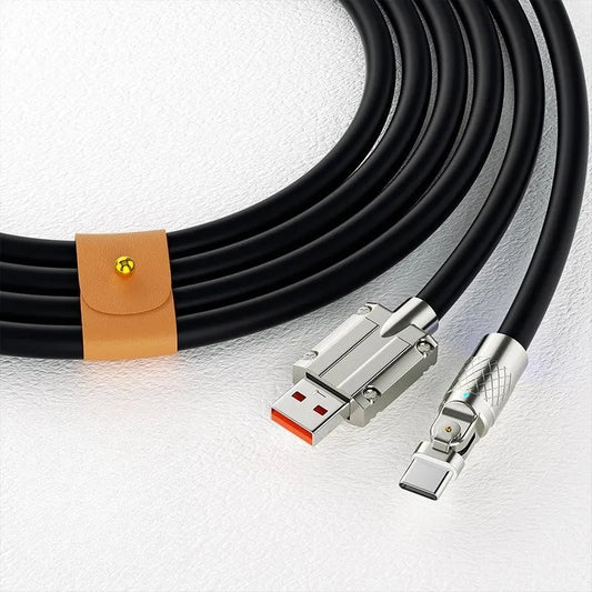 Revolutionary 120W USB Type C Cable with 180° Rotating Design for Fast Charging and Data Transfer - Compatible with Huawei, Samsung, Xiaomi & More!
