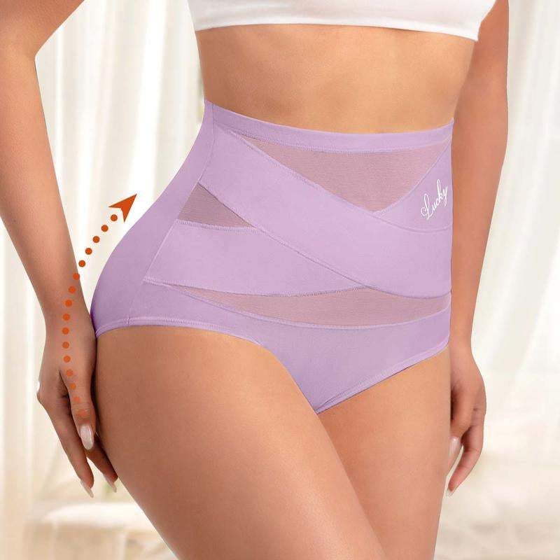Elevate Your Comfort with High-Waisted Letter Print Underwear - Tummy Control Panties for All-Day Confidence and Breathability!