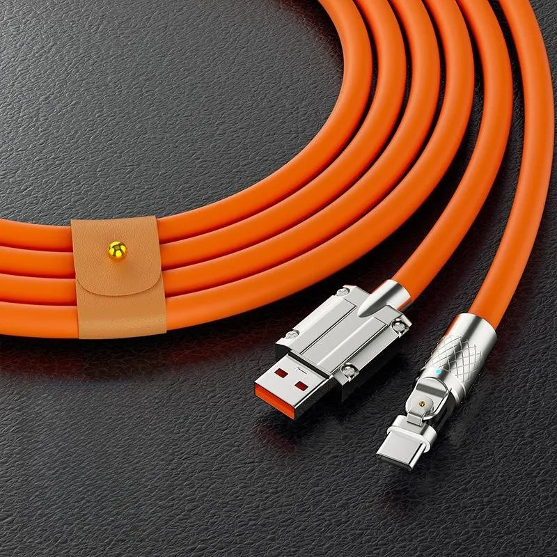 Revolutionary 120W USB Type C Cable with 180° Rotating Design for Fast Charging and Data Transfer - Compatible with Huawei, Samsung, Xiaomi & More!