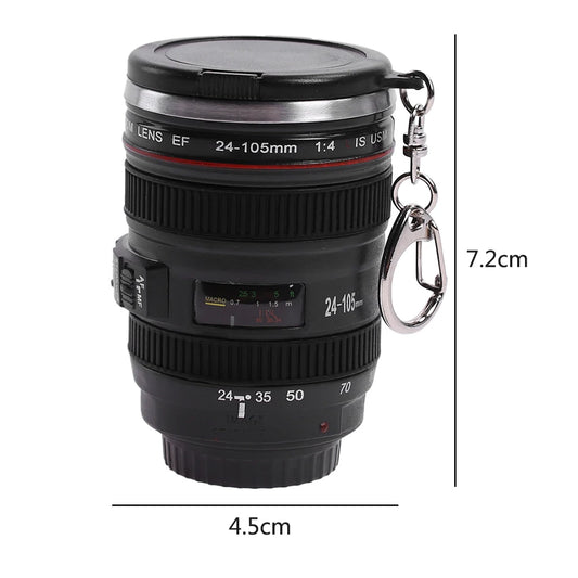 Stylish Stainless Steel Camera Lens Mug - Creative 400mL Coffee Cup in Black and White