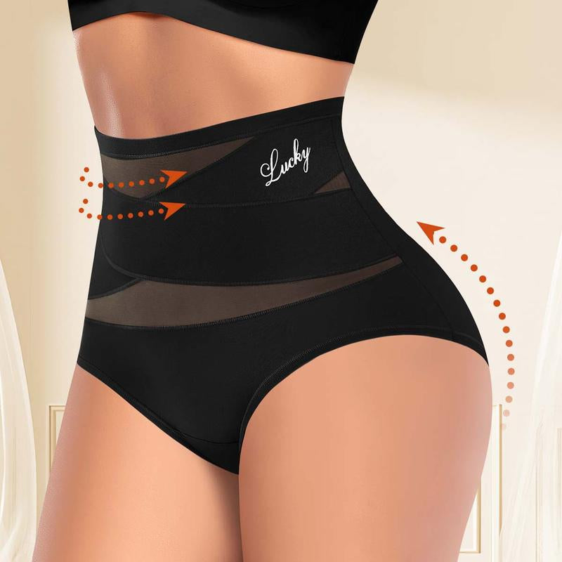 Elevate Your Comfort with High-Waisted Letter Print Underwear - Tummy Control Panties for All-Day Confidence and Breathability!