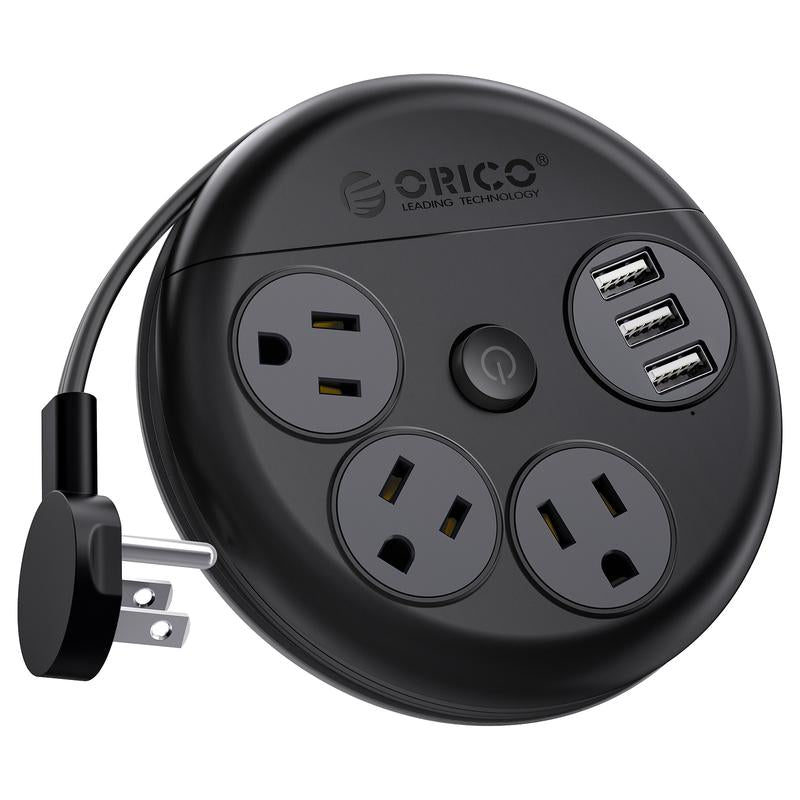 Ultimate ORICO Travel Power Strip: Your Go-To Travel Companion with 3 Outlets and 3 USB Ports, 4FT Cord for Seamless Charging on Vacations and Cruises