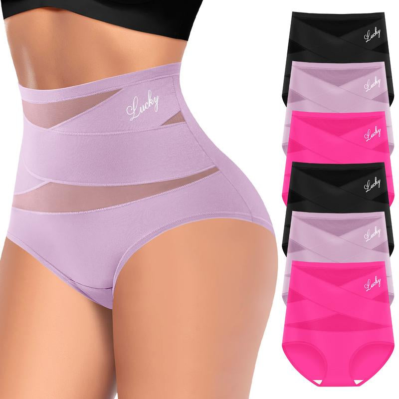 Elevate Your Comfort with High-Waisted Letter Print Underwear - Tummy Control Panties for All-Day Confidence and Breathability!