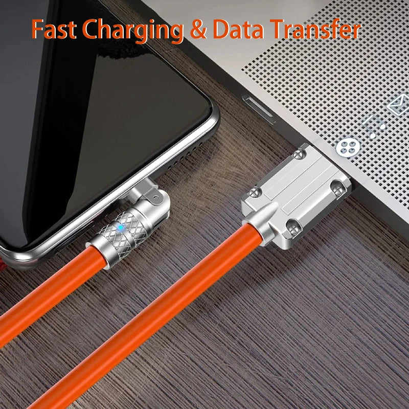 Revolutionary 120W USB Type C Cable with 180° Rotating Design for Fast Charging and Data Transfer - Compatible with Huawei, Samsung, Xiaomi & More!