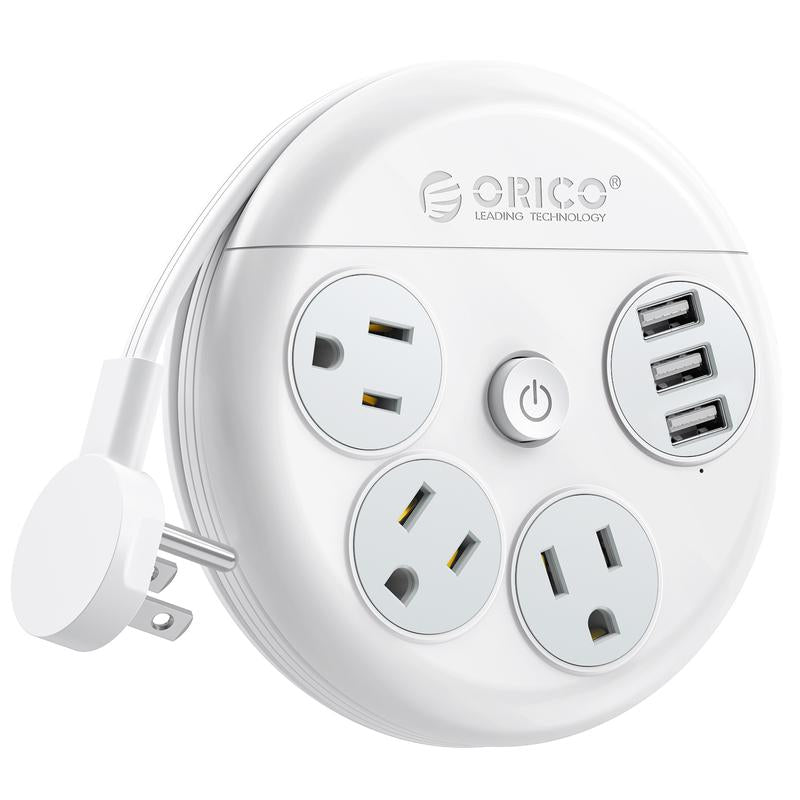 Ultimate ORICO Travel Power Strip: Your Go-To Travel Companion with 3 Outlets and 3 USB Ports, 4FT Cord for Seamless Charging on Vacations and Cruises