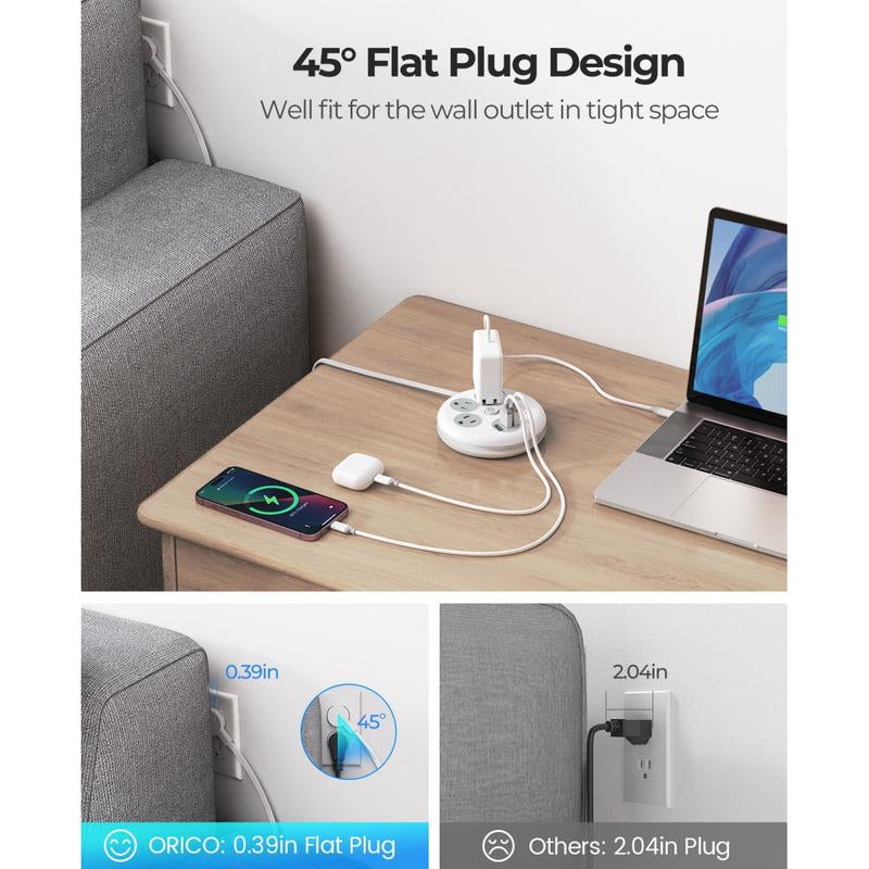 Ultimate ORICO Travel Power Strip: Your Go-To Travel Companion with 3 Outlets and 3 USB Ports, 4FT Cord for Seamless Charging on Vacations and Cruises