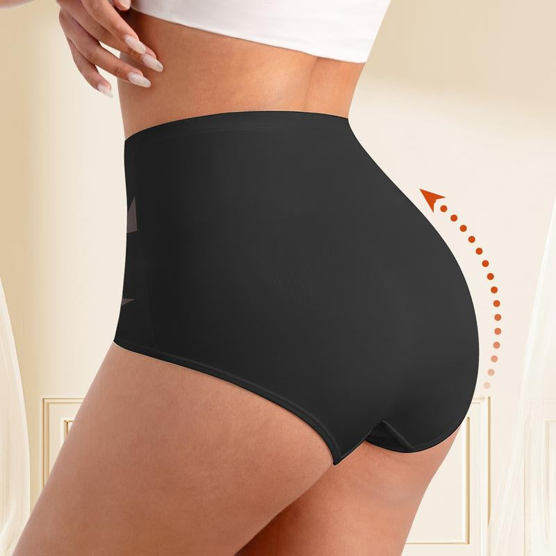 Elevate Your Comfort with High-Waisted Letter Print Underwear - Tummy Control Panties for All-Day Confidence and Breathability!