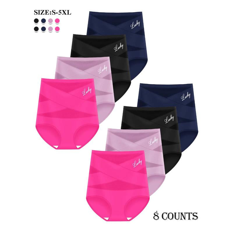 Elevate Your Comfort with High-Waisted Letter Print Underwear - Tummy Control Panties for All-Day Confidence and Breathability!