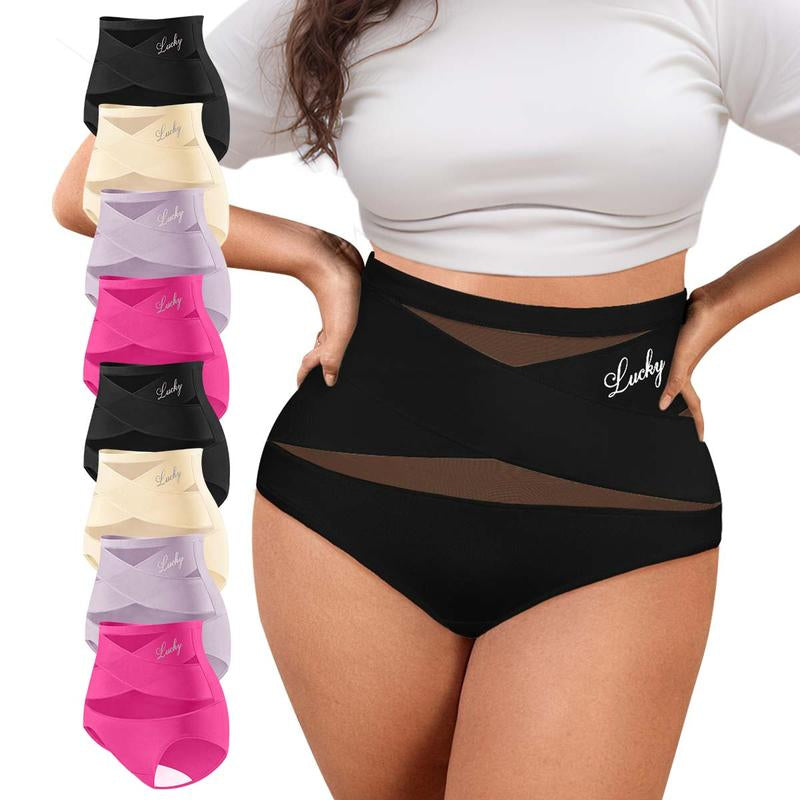 Elevate Your Comfort with High-Waisted Letter Print Underwear - Tummy Control Panties for All-Day Confidence and Breathability!