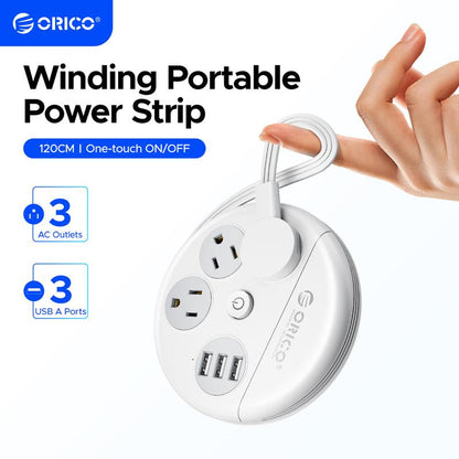 Ultimate ORICO Travel Power Strip: Your Go-To Travel Companion with 3 Outlets and 3 USB Ports, 4FT Cord for Seamless Charging on Vacations and Cruises