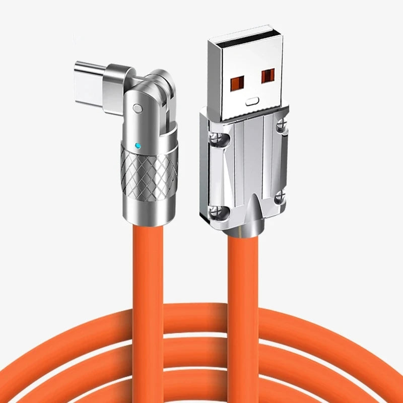 Revolutionary 120W USB Type C Cable with 180° Rotating Design for Fast Charging and Data Transfer - Compatible with Huawei, Samsung, Xiaomi & More!