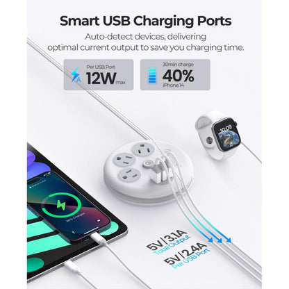 Ultimate ORICO Travel Power Strip: Your Go-To Travel Companion with 3 Outlets and 3 USB Ports, 4FT Cord for Seamless Charging on Vacations and Cruises