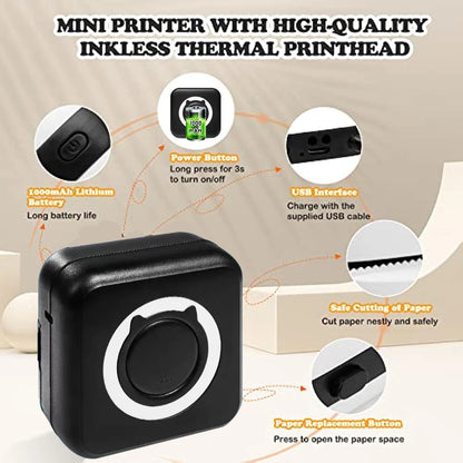 Introducing the MINI Print Portable Thermal Printer - Your Ultimate Pocket-Sized Wireless Printing Solution for Photos and Labels!